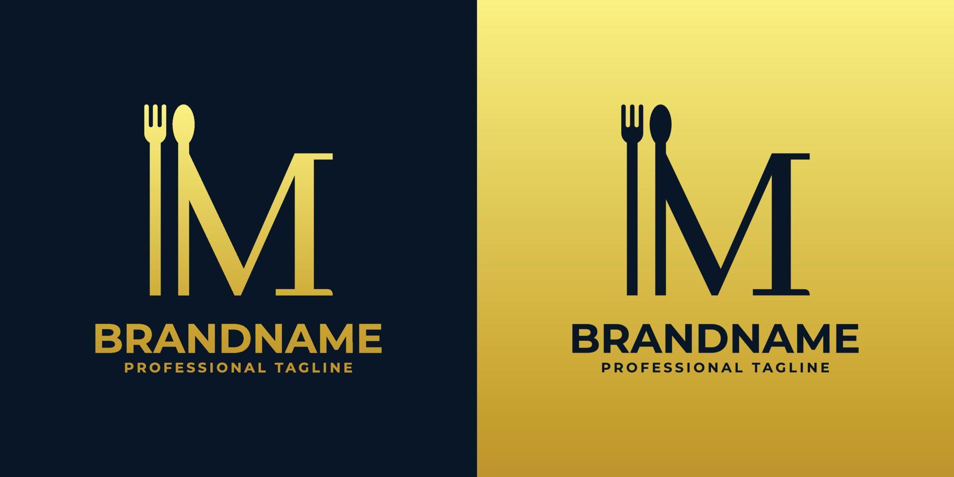 Buchstabe m Restaurant-Logo, geeignet für jedes Geschäft im Zusammenhang mit Restaurant, Café, Catering mit m-Initialen. vektor