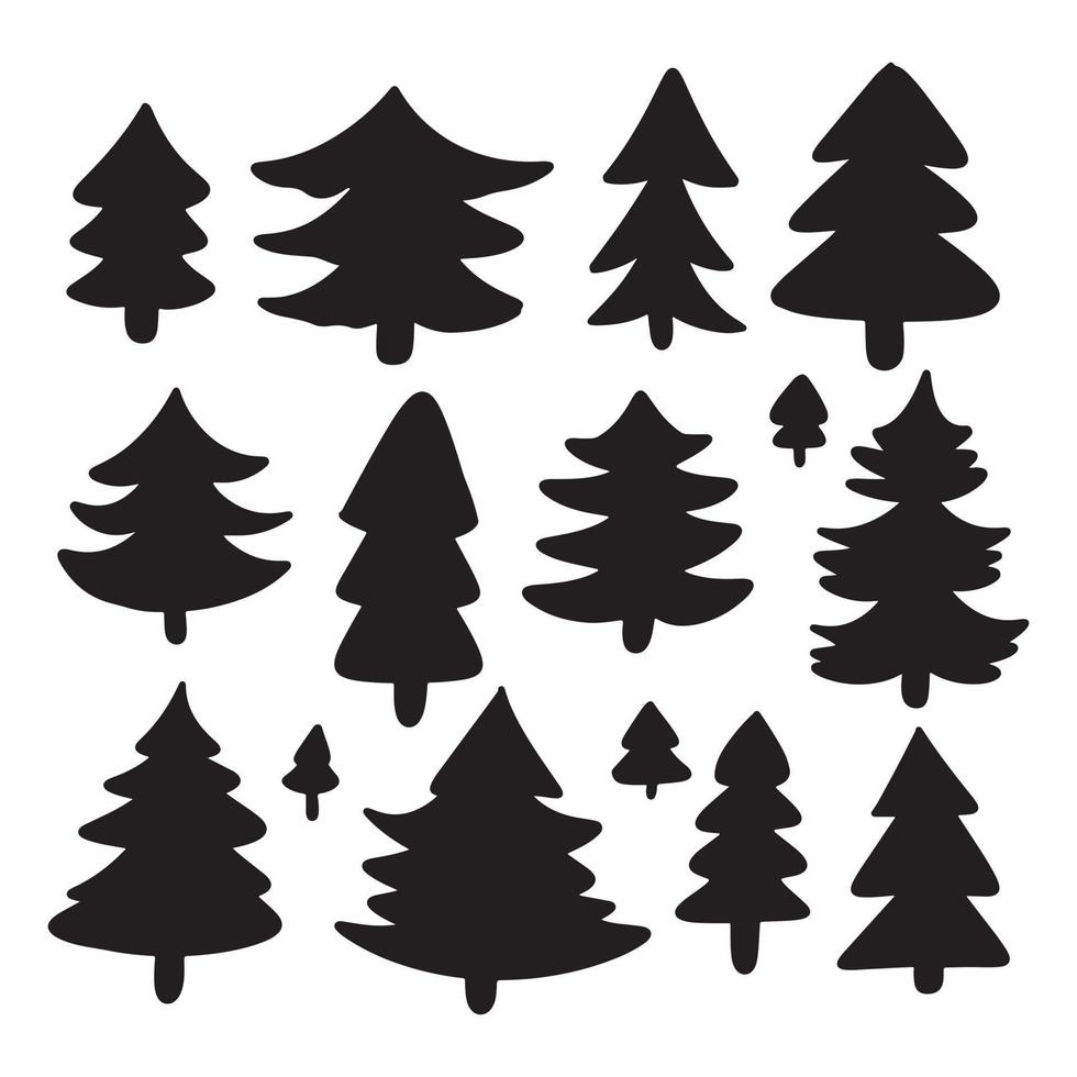 uppsättning av annorlunda jul träd silhuetter. vinter- högtider jul, ny år design element. vektor illustration.