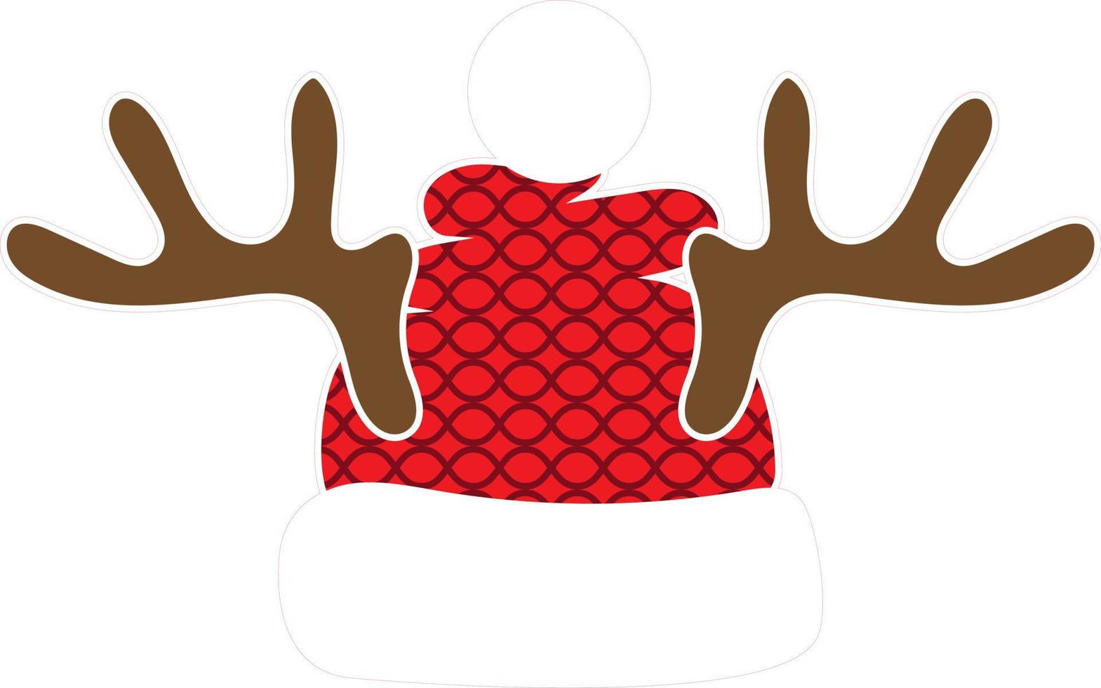 Winterrote Weihnachtsmütze mit Hörnern. vektor