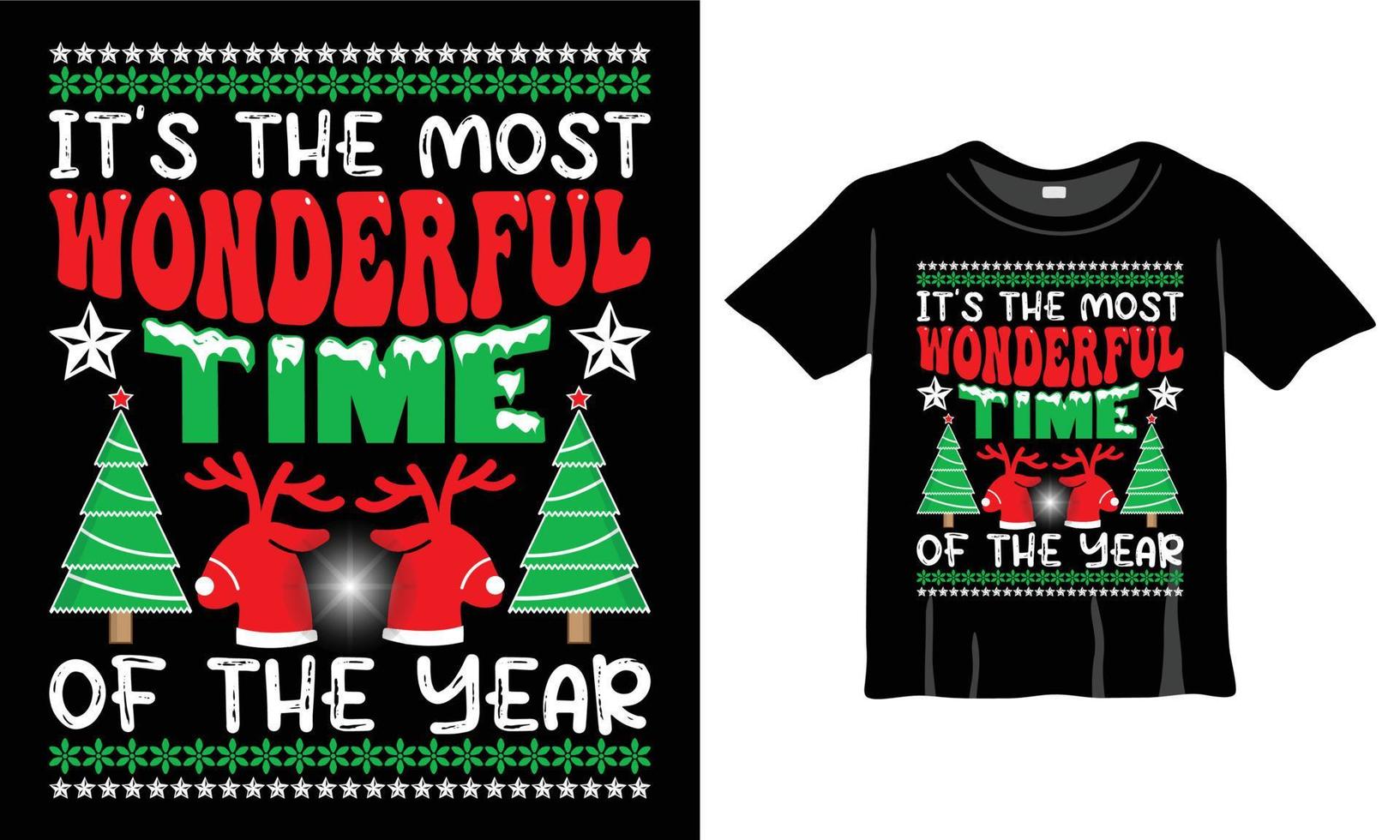 es ist die schönste zeit des jahres t-shirt design. Weihnachts-T-Shirt-Design für Weihnachtsfeier. gut für Grußkarten, T-Shirts, Tassen und Geschenke. für Damen-, Herren- und Babybekleidung vektor