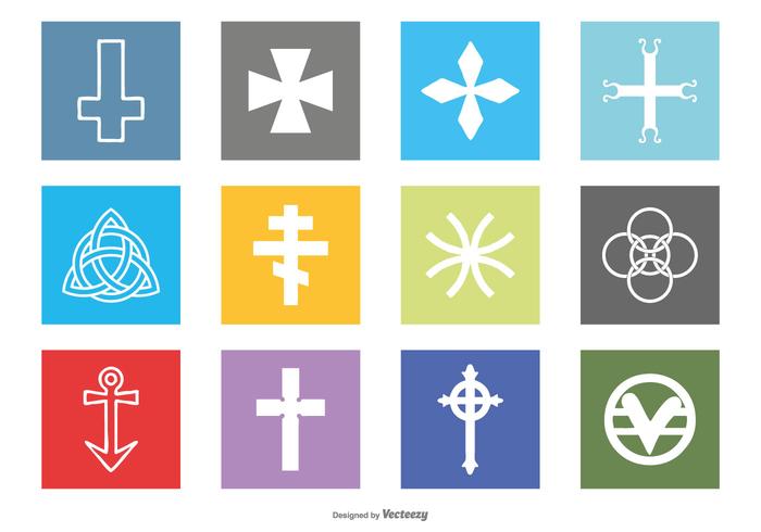 Religiöse Symbole Icon Set vektor