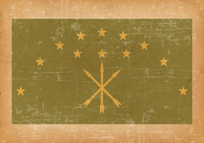 Adygea Flagge auf alten Grunge-Stil Hintergrund vektor