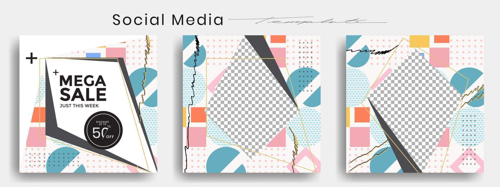 redigerbar Instagram mallar. social media berättelse och posta ramar. layout design för marknadsföring kampanjer. omslag. uppsättning av försäljning baner mall. social nätverk bakgrunder. fyrkant pussel. vektor