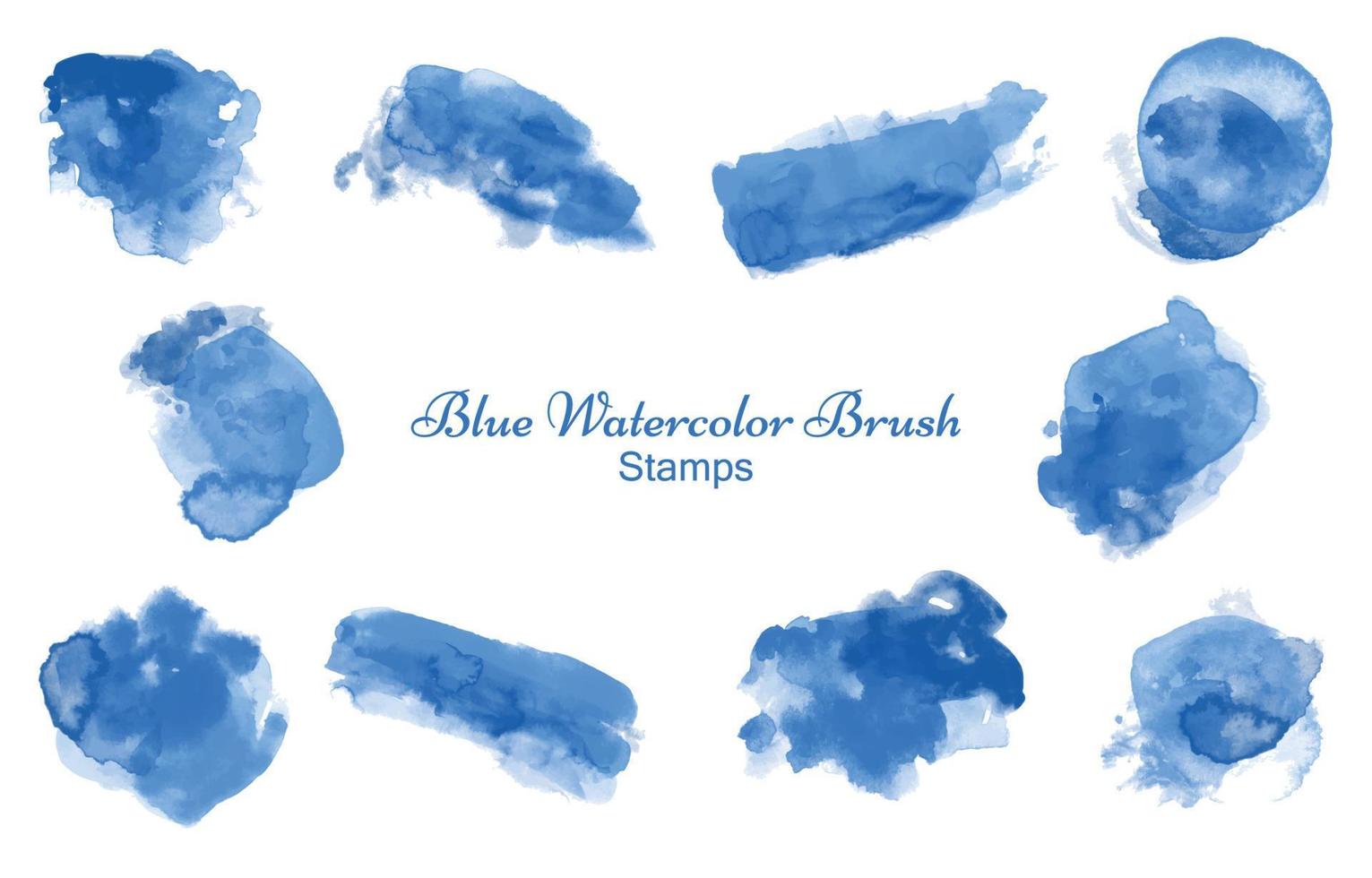 blaue aquarellpinselstempel vektor