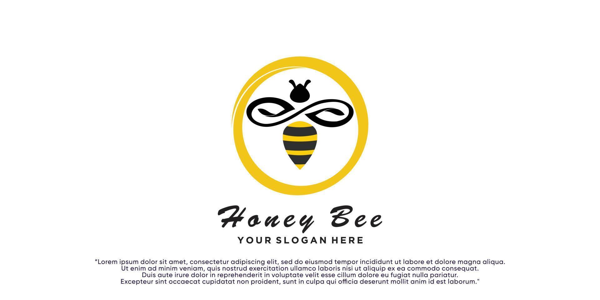 Honigbienen-Logo-Template-Design mit kreativem Konzept-Premium-Vektor vektor