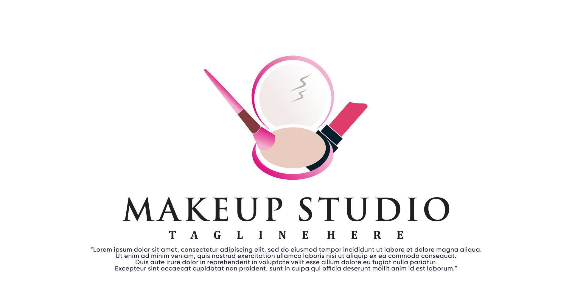 Make-up-Logo-Design mit kreativem Premium-Vektor des Konzepts vektor