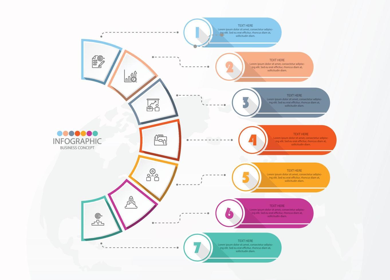 grundläggande cirkel infographic med 7 steg, bearbeta eller alternativ. vektor