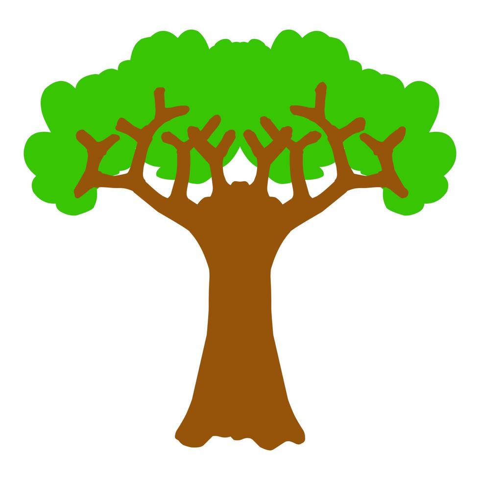 grünes Baumbild-Vektordesign mit braunem Stamm, geeignet für Logos, Aufkleber und mehr vektor