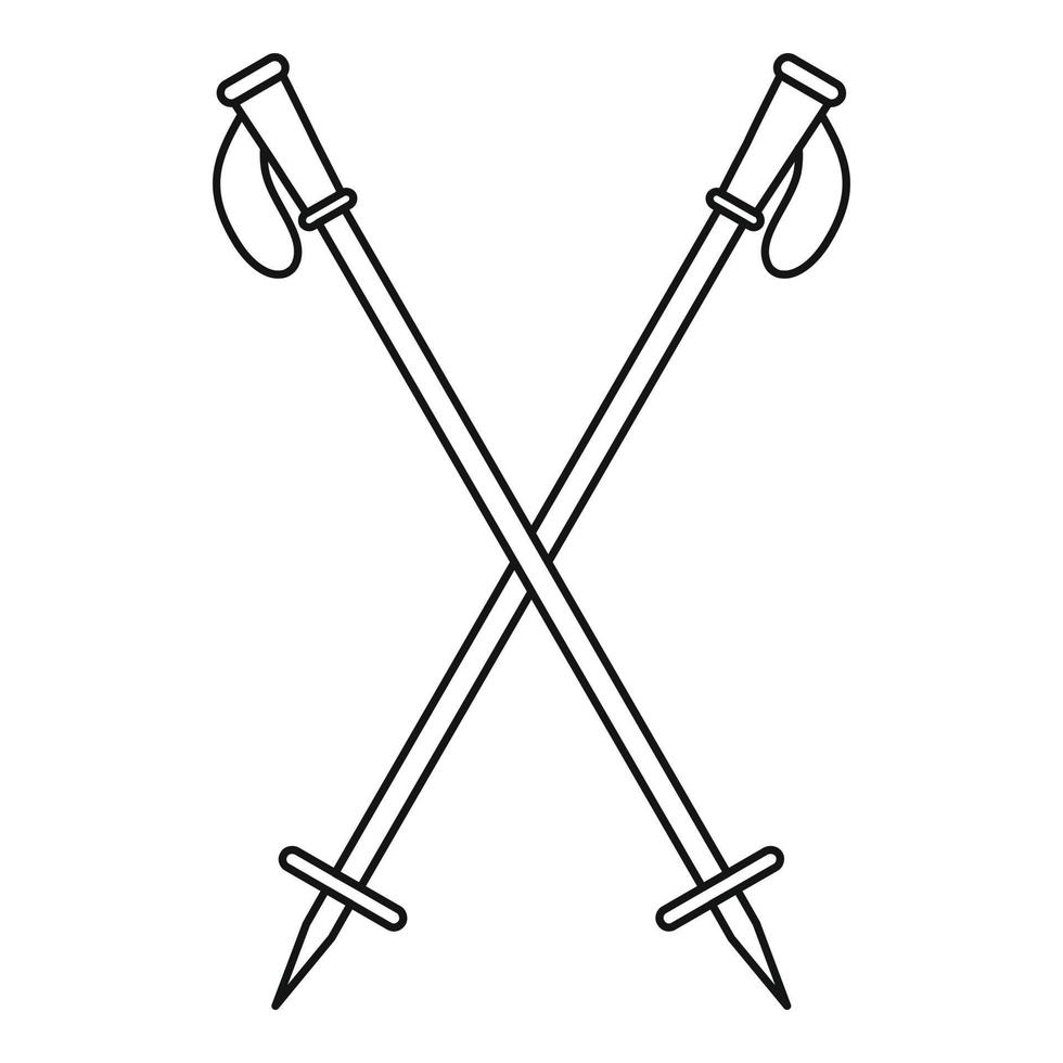 nord walk sticks symbol, umrissstil vektor