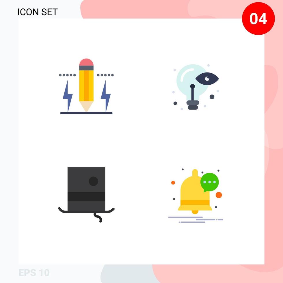 4 flaches Icon-Konzept für mobile Websites und Apps Bleistift-Mode-Bolzen-Prozess-Hipster-editierbare Vektordesign-Elemente vektor