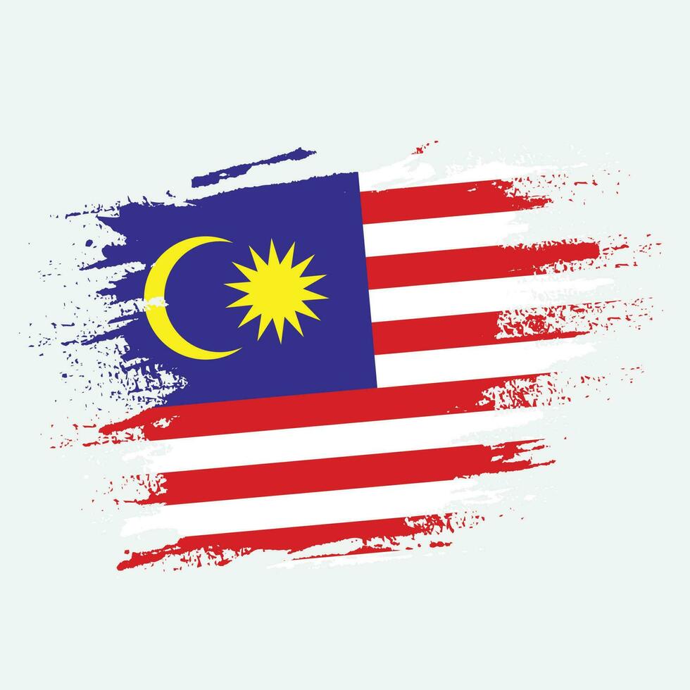neue Grunge-Textur malaysischer Flaggenvektor vektor