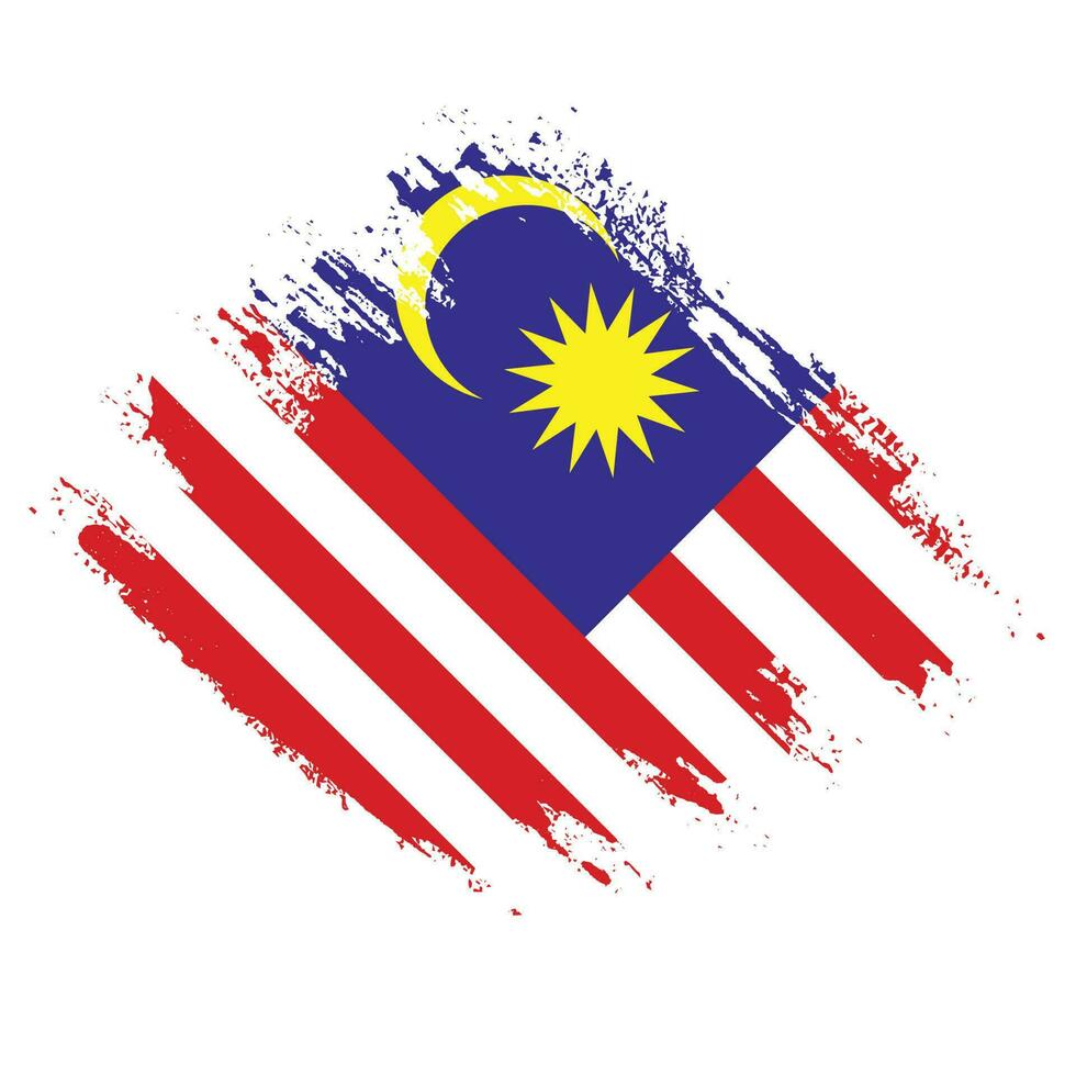 bedrövad malaysia grunge textur flagga vektor