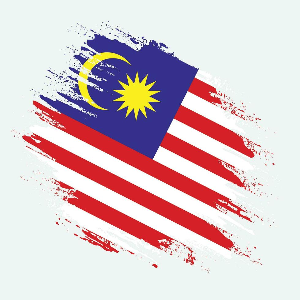 årgång malaysia grungy flagga vektor