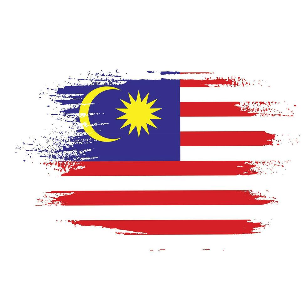 platt grunge textur årgång malaysia flagga vektor