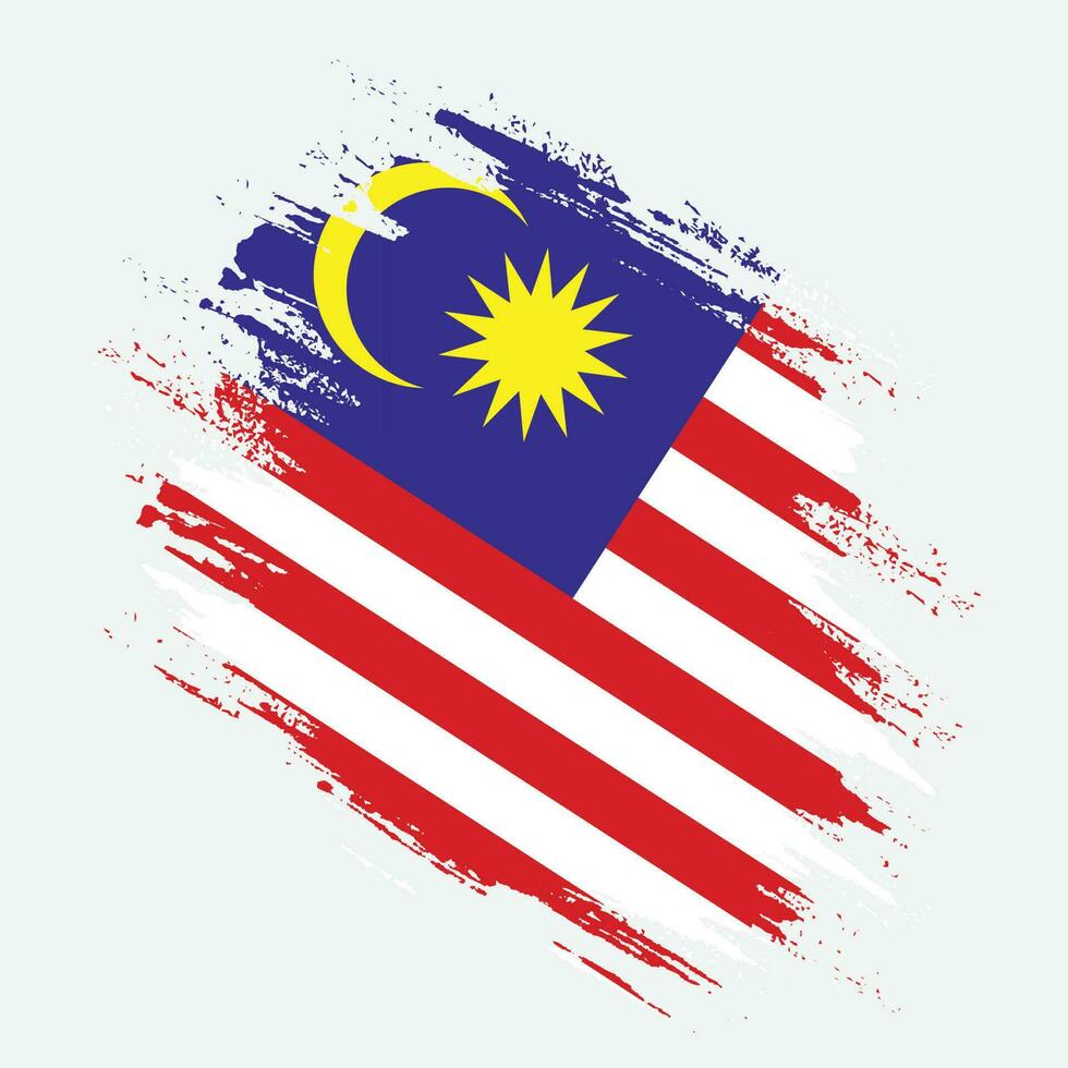 Vintage-Grunge-Textur professioneller malaysischer Flaggenvektor vektor