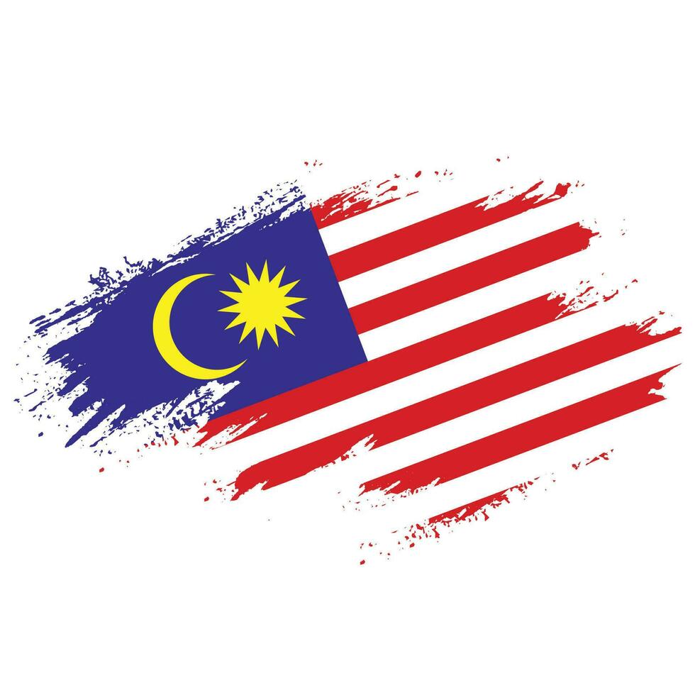 bunte grafische Grunge-Textur malaysischer Flaggenvektor vektor