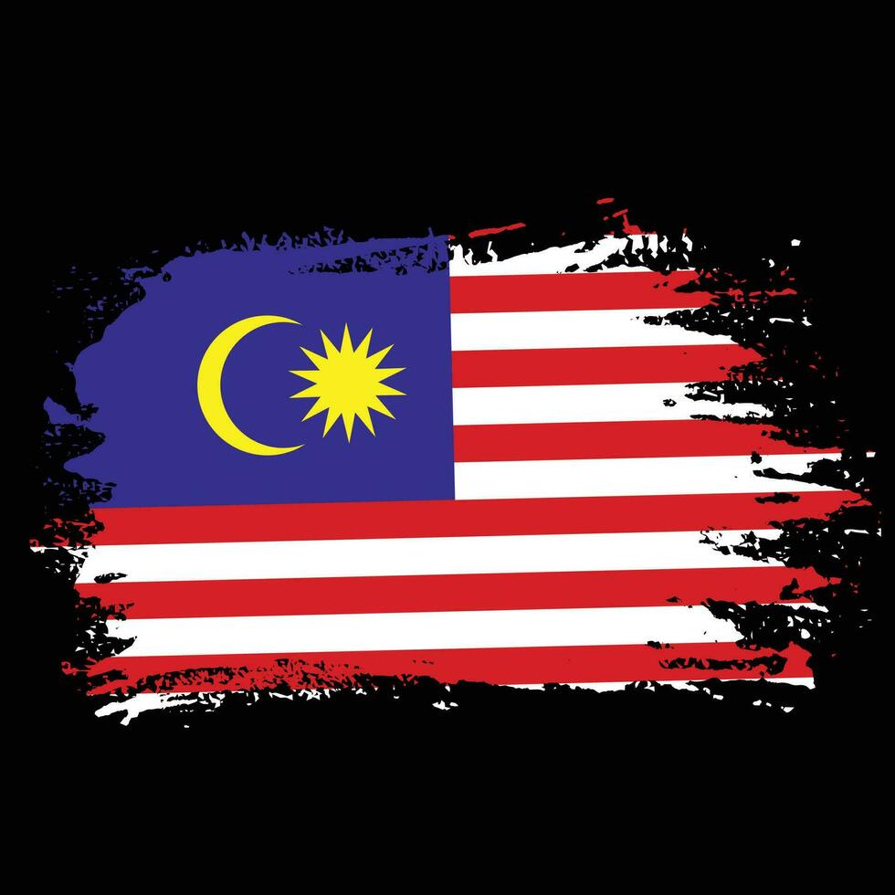 professionell bedrövad grunge textur malaysia flagga vektor