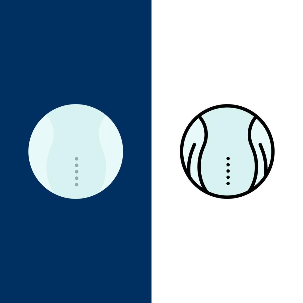 Ball Tennis Sport Spiel Symbole flach und Linie gefüllt Icon Set Vektor blauen Hintergrund