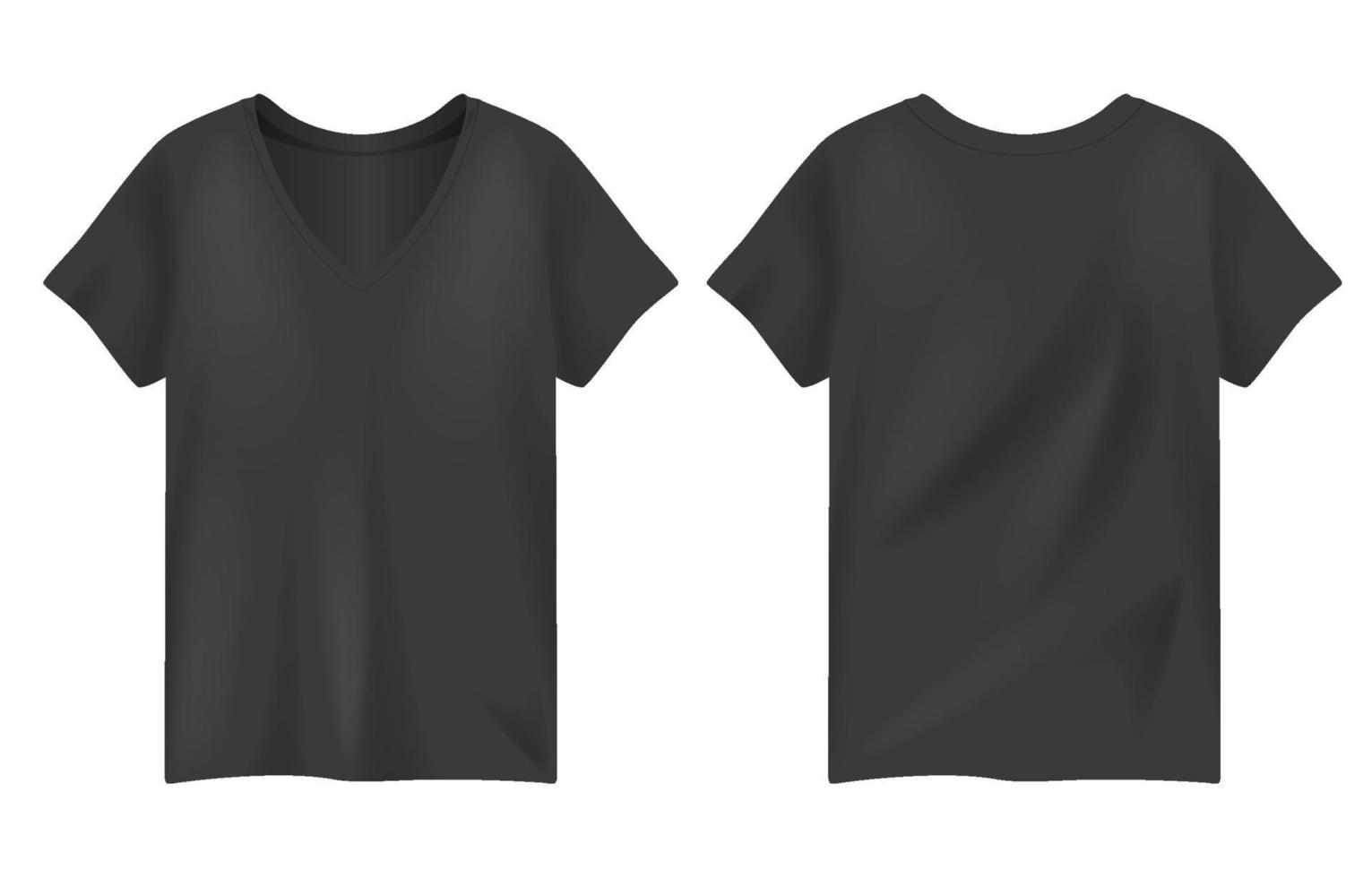 realistisches schwarzes t-shirt-modell mit v-ausschnitt vektor