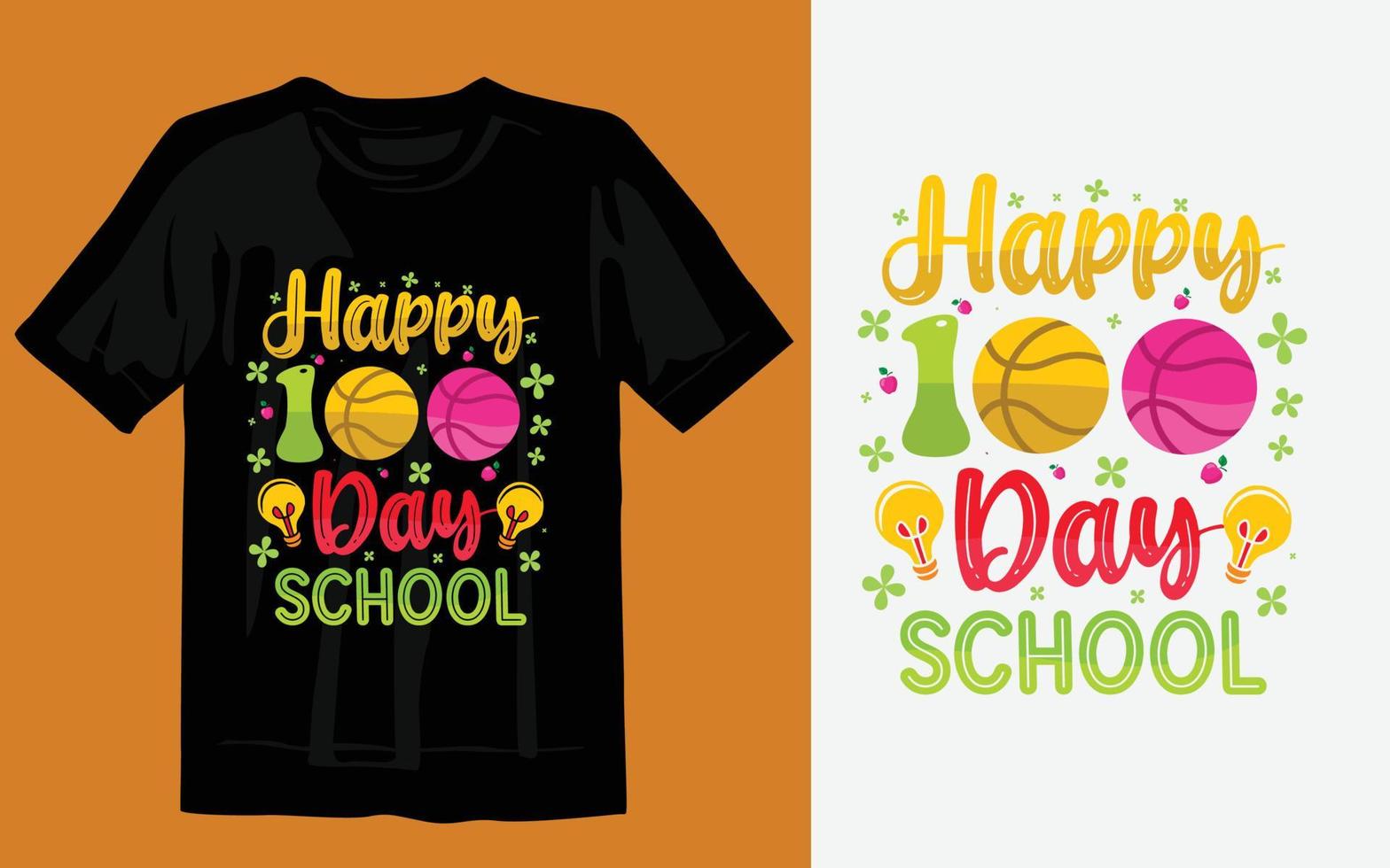 100 Tage Schule bunte T-Shirt-Design-Vektoren kostenloser Download vektor