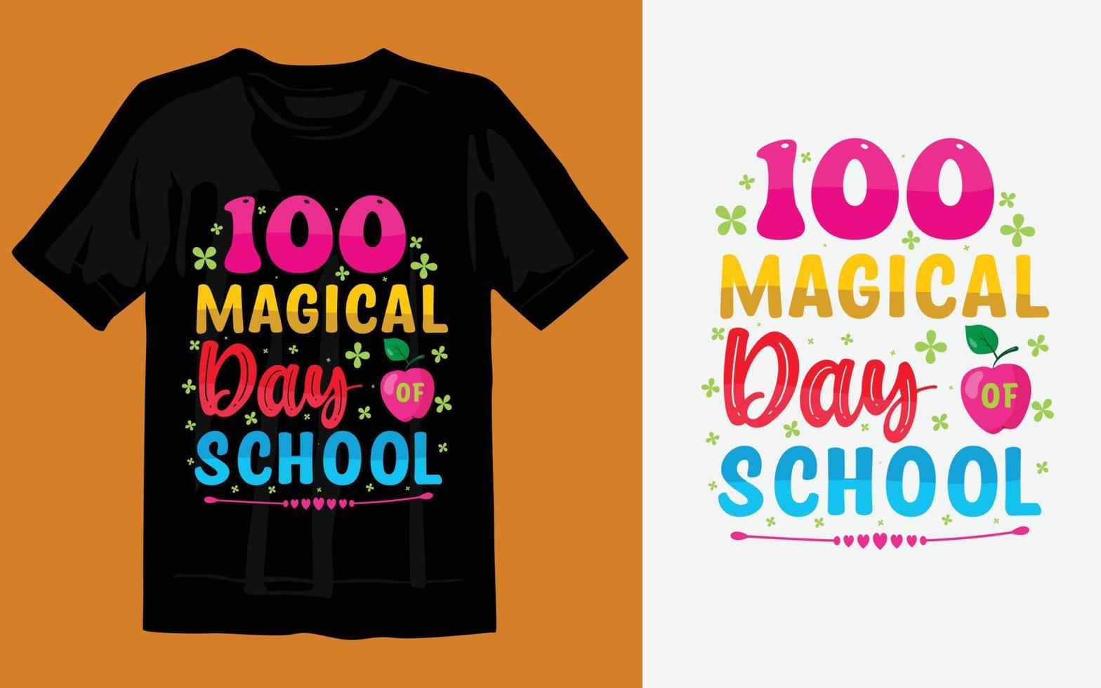 100 Tage Schule bunte T-Shirt-Design-Vektoren kostenloser Download vektor