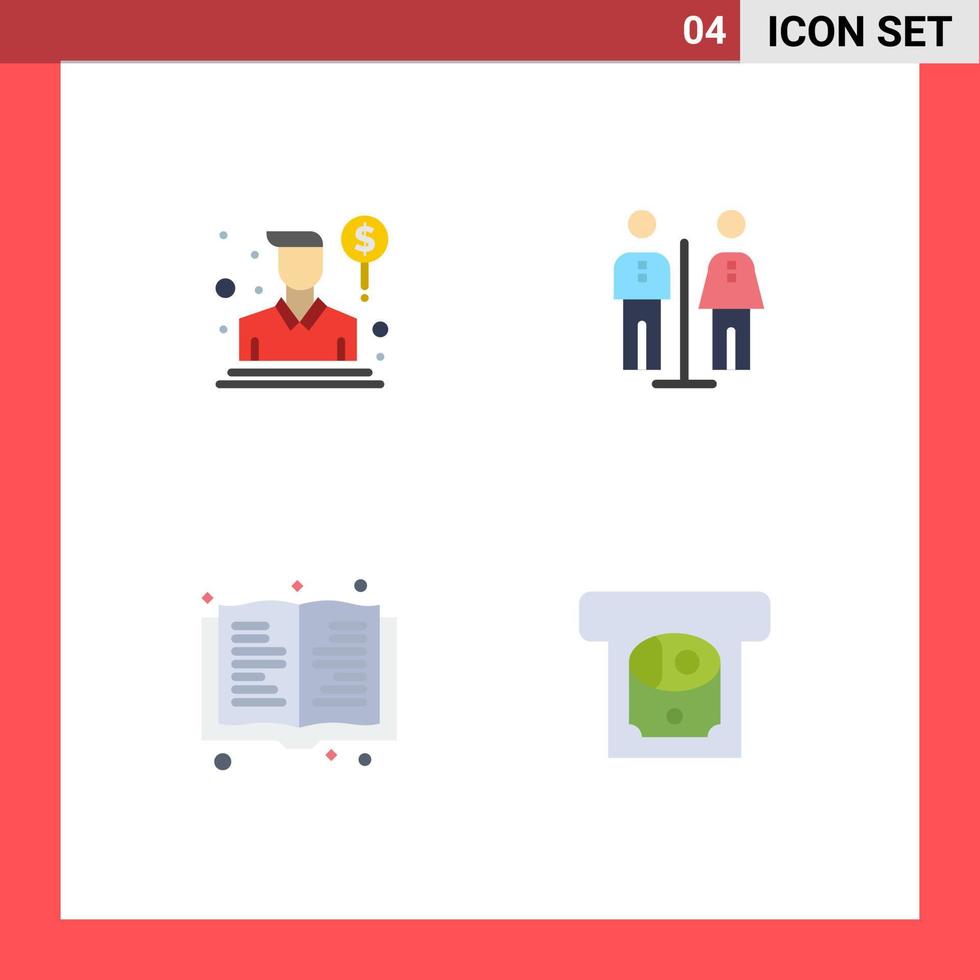 modern uppsättning av 4 platt ikoner och symboler sådan som ombud läsa försäljare hotell Bankomat redigerbar vektor design element