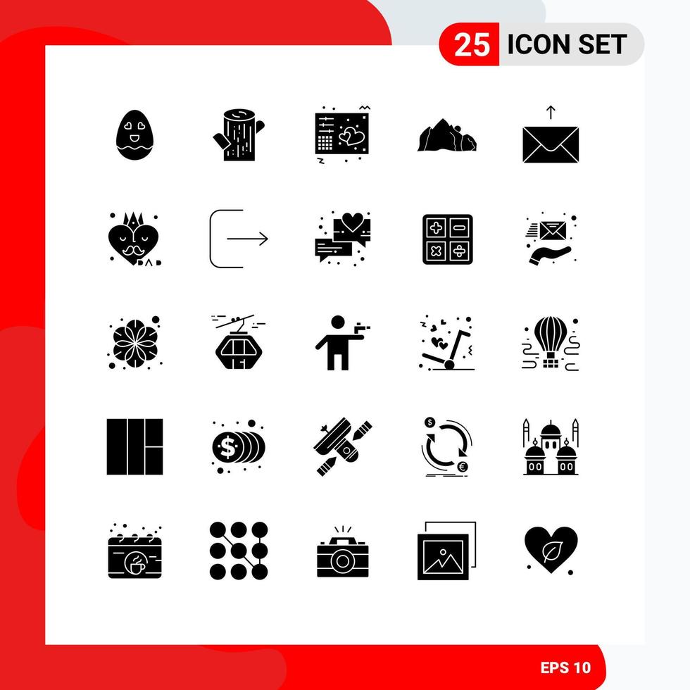 stock vektor ikon packa av 25 linje tecken och symboler för meddelande scen nycklar berg landskap redigerbar vektor design element