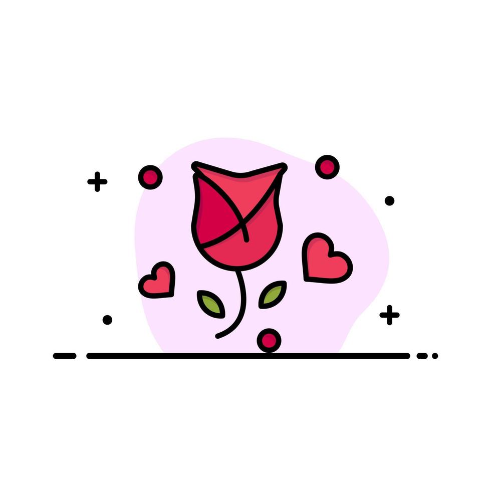 rose blume liebe valentine business flache linie gefüllt symbol vektor banner vorlage vorschlagen