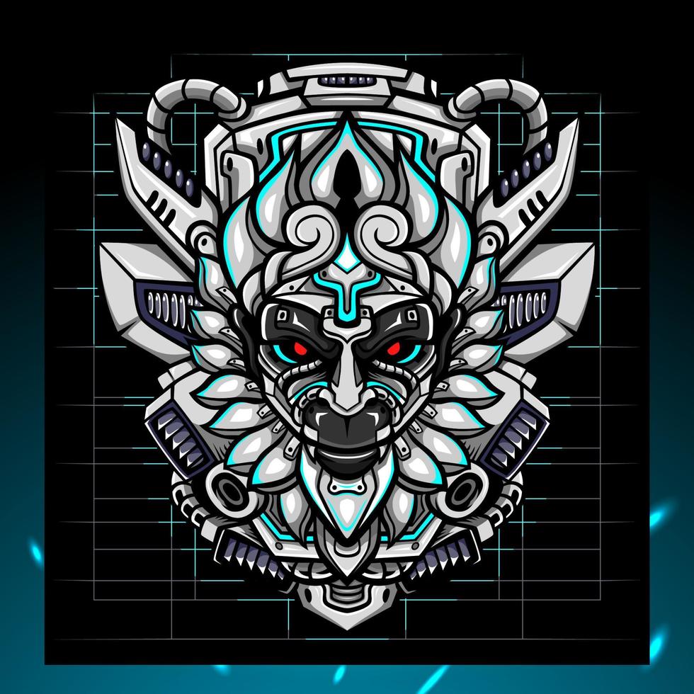 Affenkönig Kopf Mecha Maskottchen. Esport-Logo-Design vektor