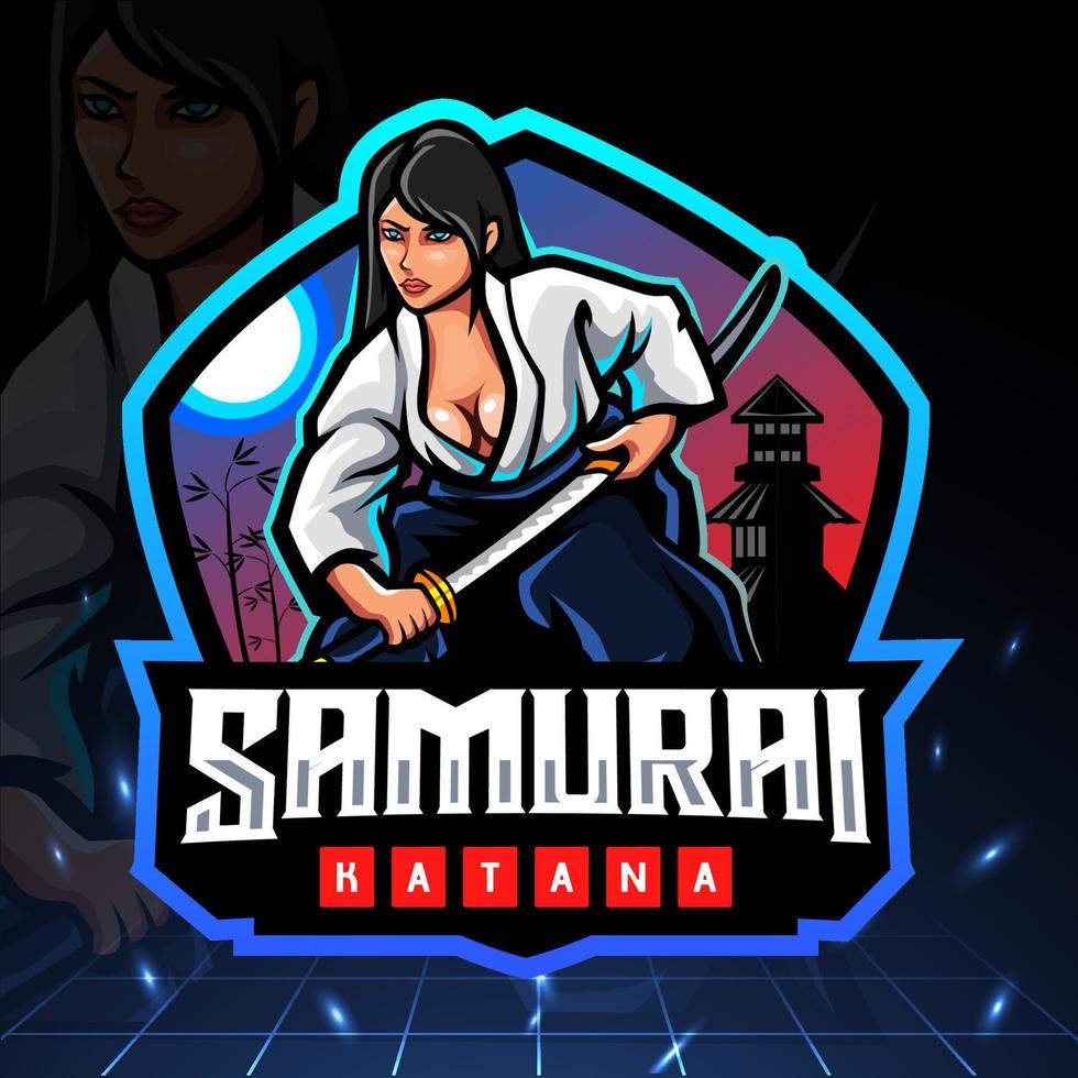 Samurai-Mädchen-Maskottchen. Esport-Logo-Design vektor