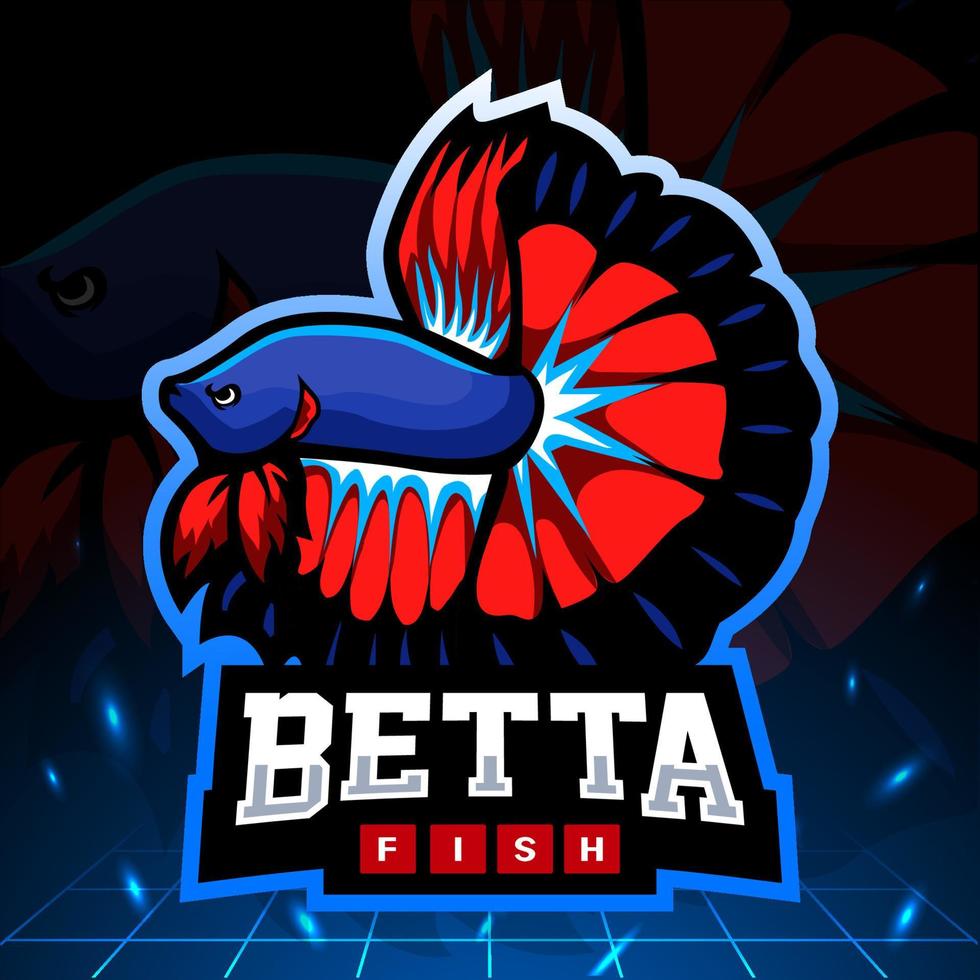 Betta-Fisch-Maskottchen. Esport-Logo-Design vektor