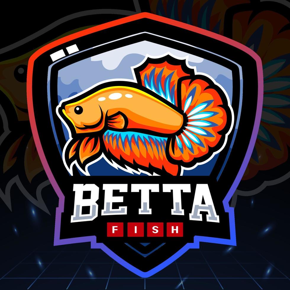 Betta-Fisch-Maskottchen. Esport-Logo-Design vektor