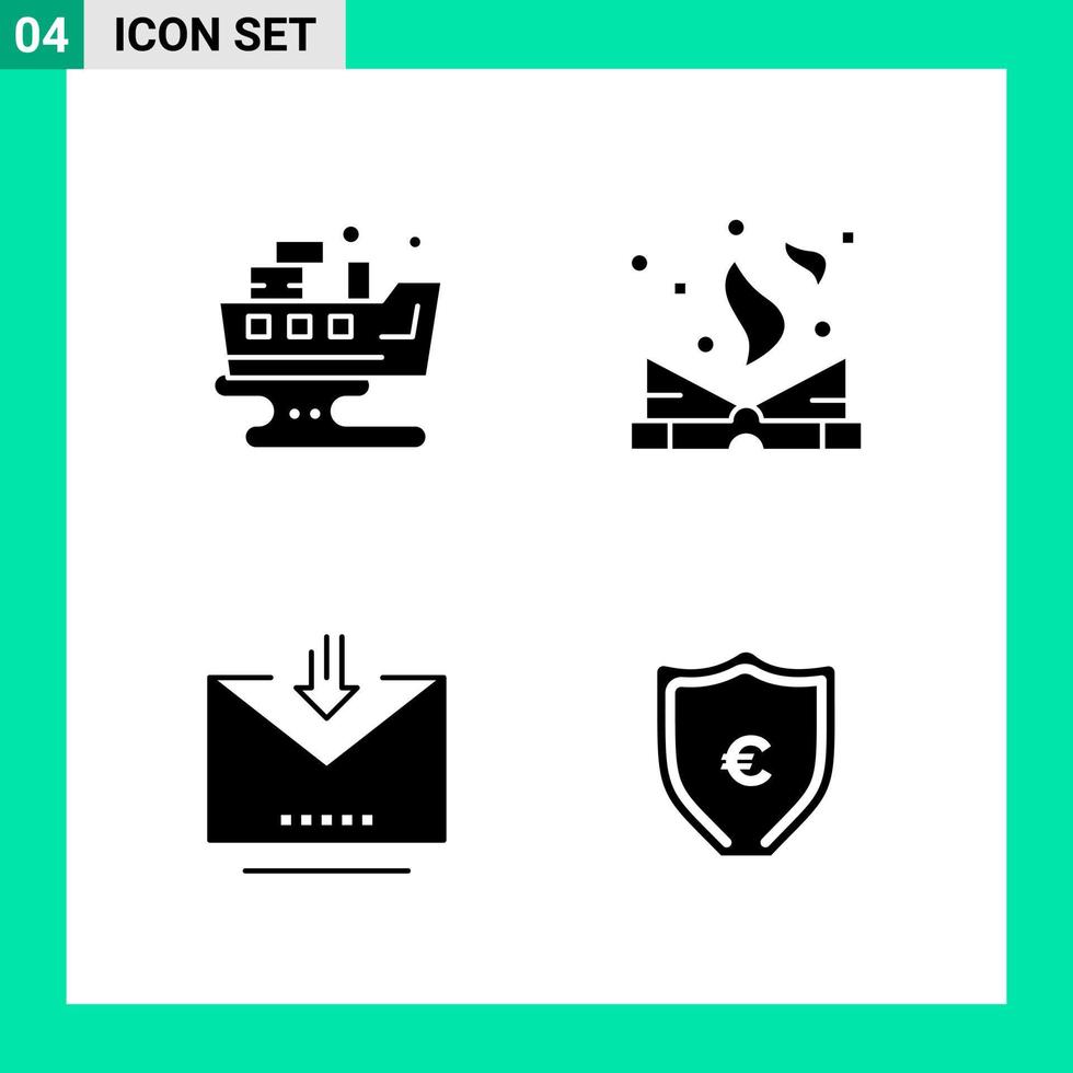 packa av 4 fast stil ikon uppsättning glyf symboler för skriva ut kreativ tecken isolerat på vit bakgrund 4 ikon uppsättning kreativ svart ikon vektor bakgrund