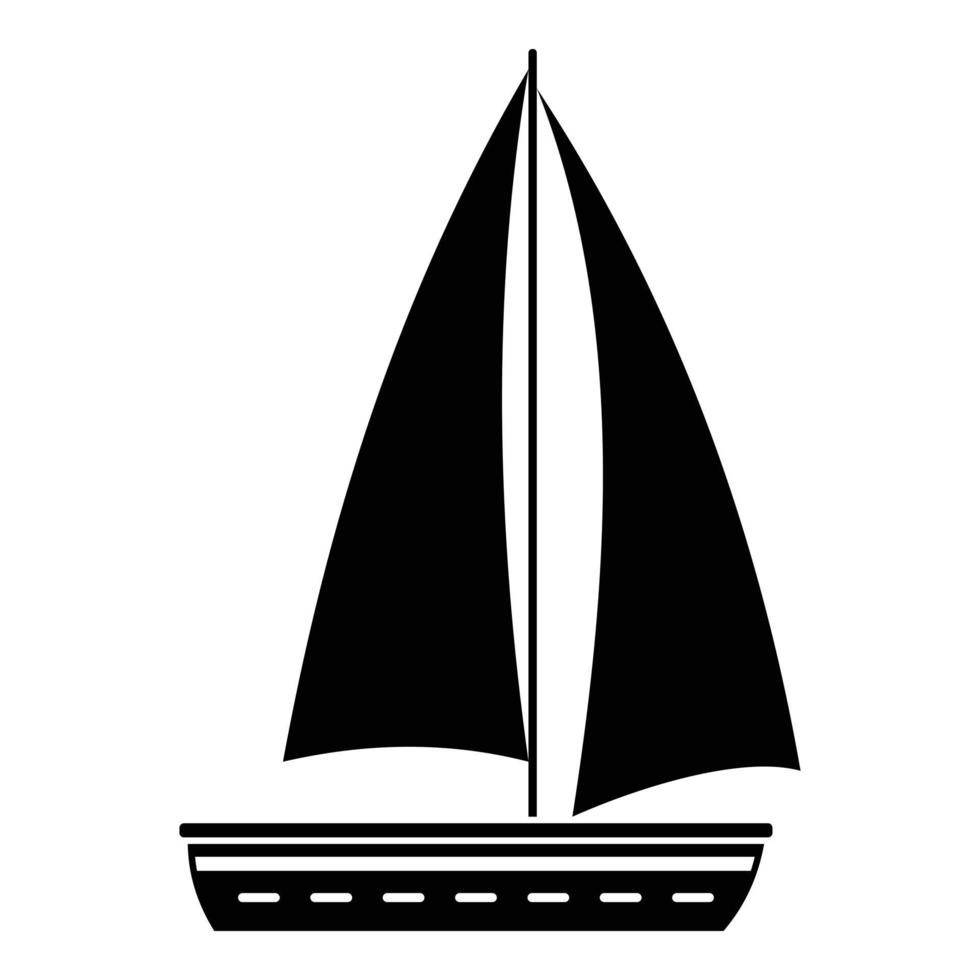 Yacht resa ikon, enkel svart stil vektor