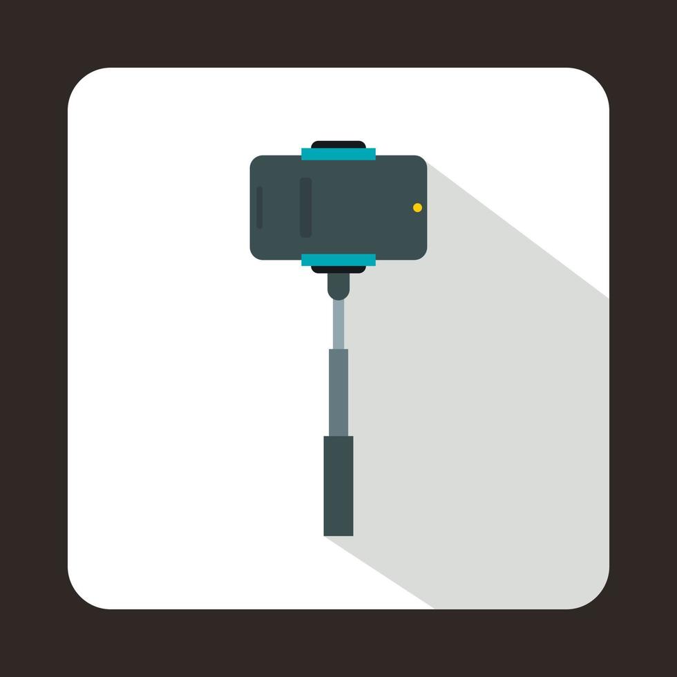 mobil telefon på en selfie pinne ikon, platt stil vektor