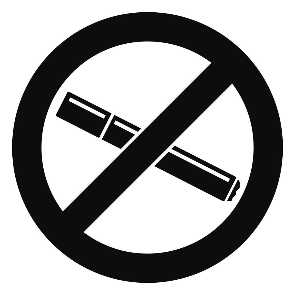 Nej rökning cigarett ikon, enkel stil vektor