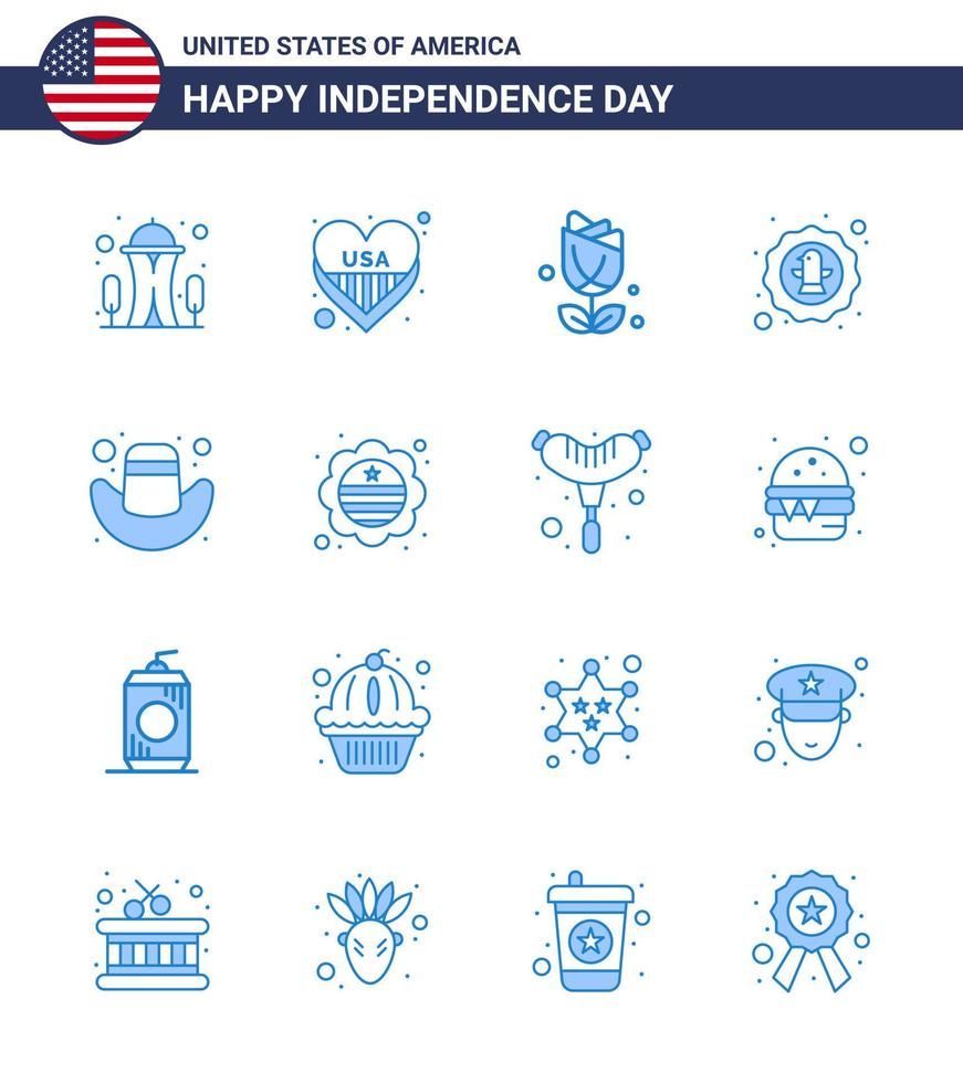 16 kreativ USA ikoner modern oberoende tecken och 4:e juli symboler av amerikan Örn blomma firande amerikan redigerbar USA dag vektor design element