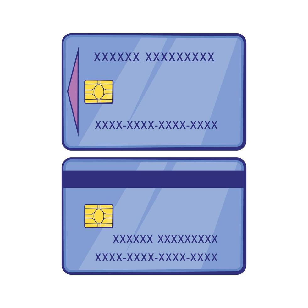 blaue Kreditkarten-Symbol im Cartoon-Stil vektor