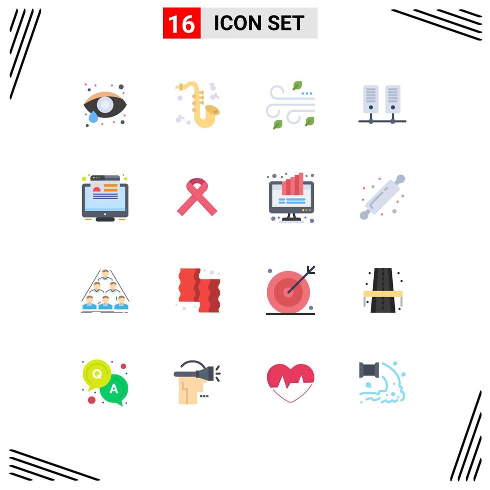 Stock Vector Icon Pack mit 16 Zeilen Zeichen und Symbolen für Ribbon Browser Thanksgiving Marketing Server editierbares Paket kreativer Vektordesign-Elemente