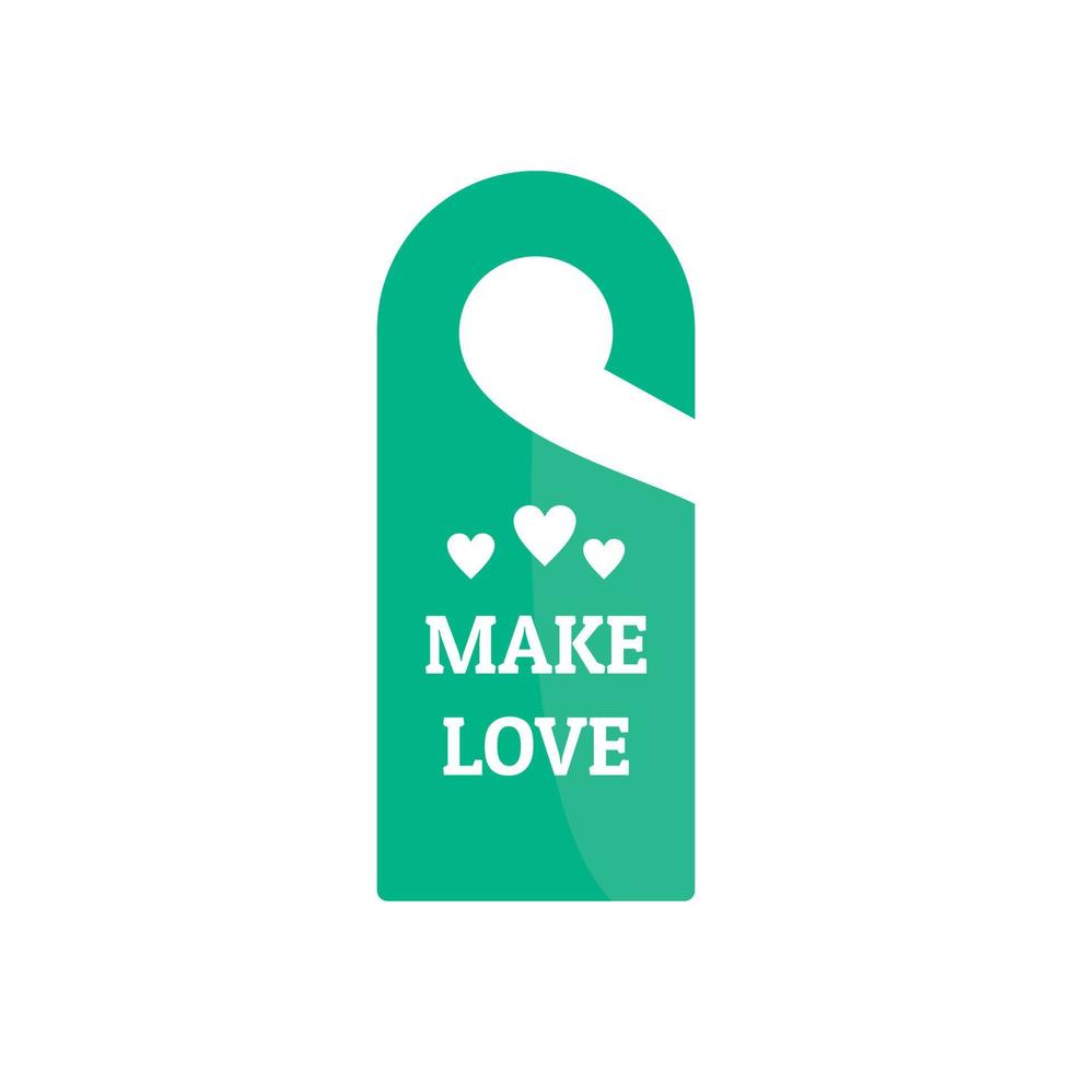 Make Love Hanger-Tag-Symbol, flacher Stil vektor