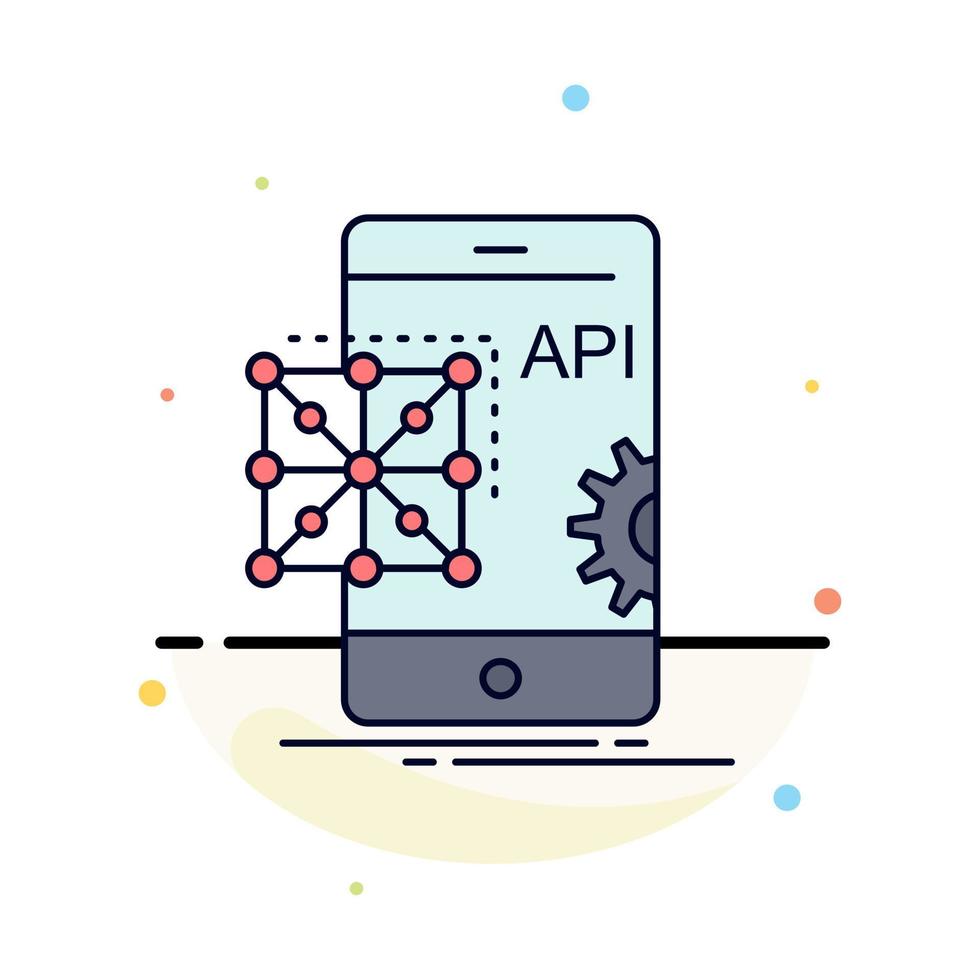 api anwendungscodierung entwicklung mobiler flacher farbsymbolvektor vektor