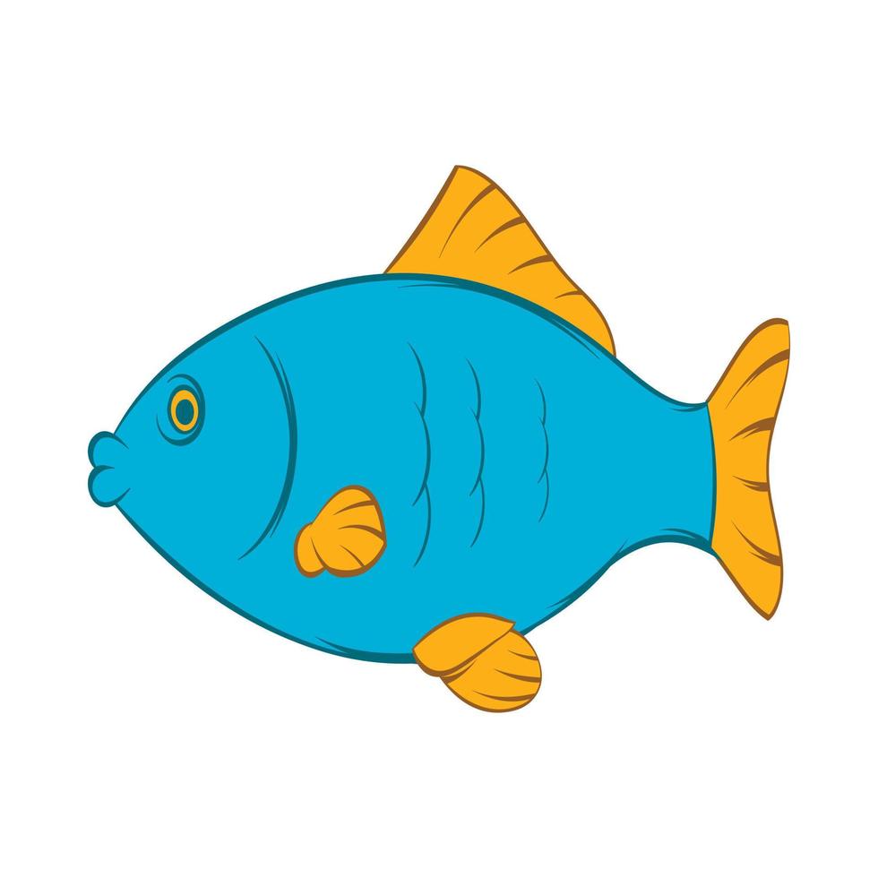 blå fisk ikon, tecknad serie stil vektor