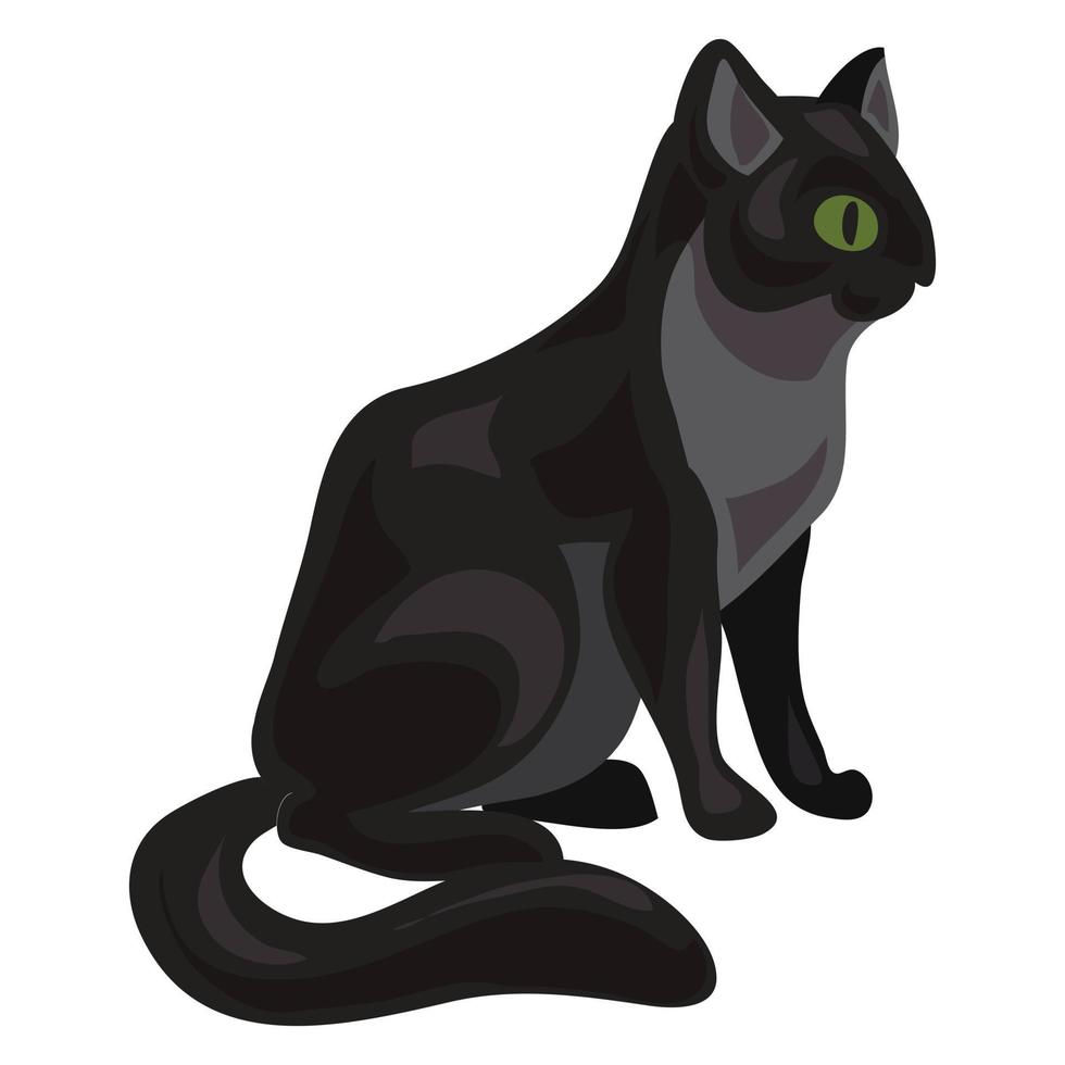svart katt ikon, tecknad serie stil vektor