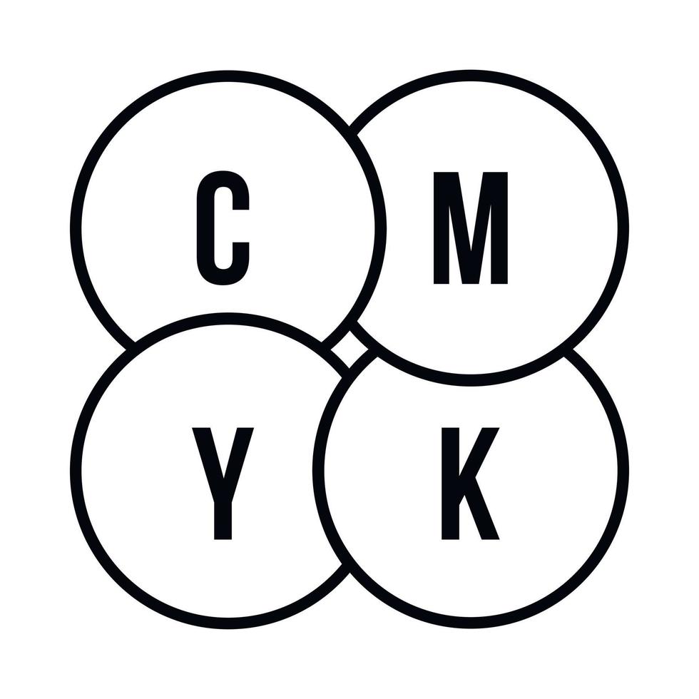 cmyk-Kreise-Symbol, Umrissstil vektor