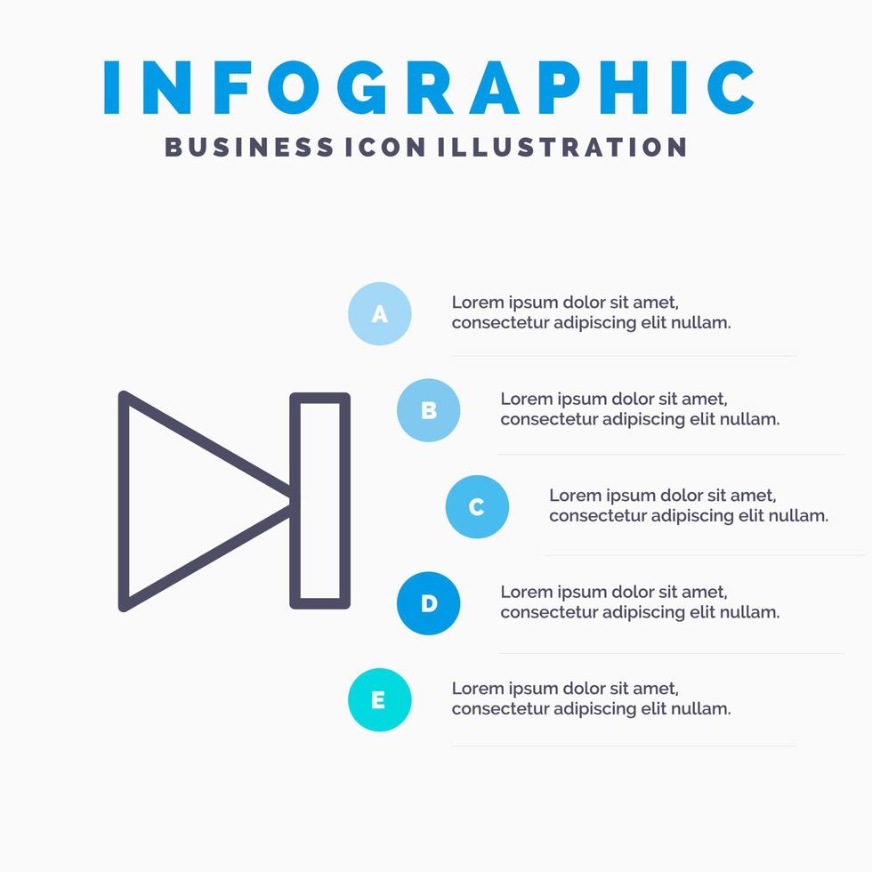 slutet framåt- sista Nästa linje ikon med 5 steg presentation infographics bakgrund vektor