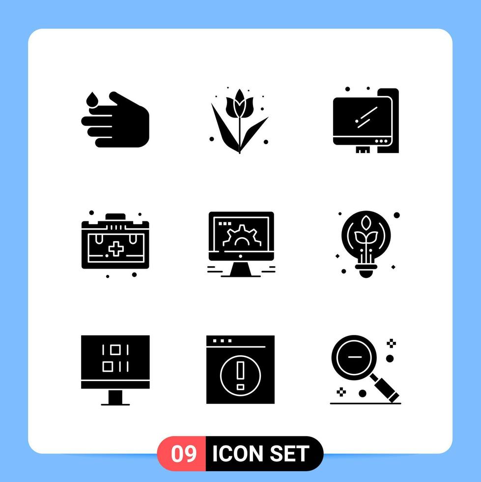 9 solide schwarze Symbolpaket-Glyphensymbole für mobile Apps isoliert auf weißem Hintergrund 9 Symbole setzen kreativen schwarzen Symbolvektorhintergrund vektor