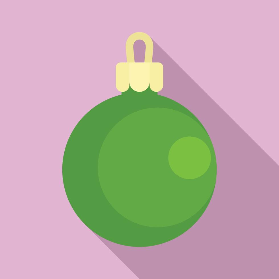 grüne Kugel Weihnachtsspielzeug-Symbol, flacher Stil vektor
