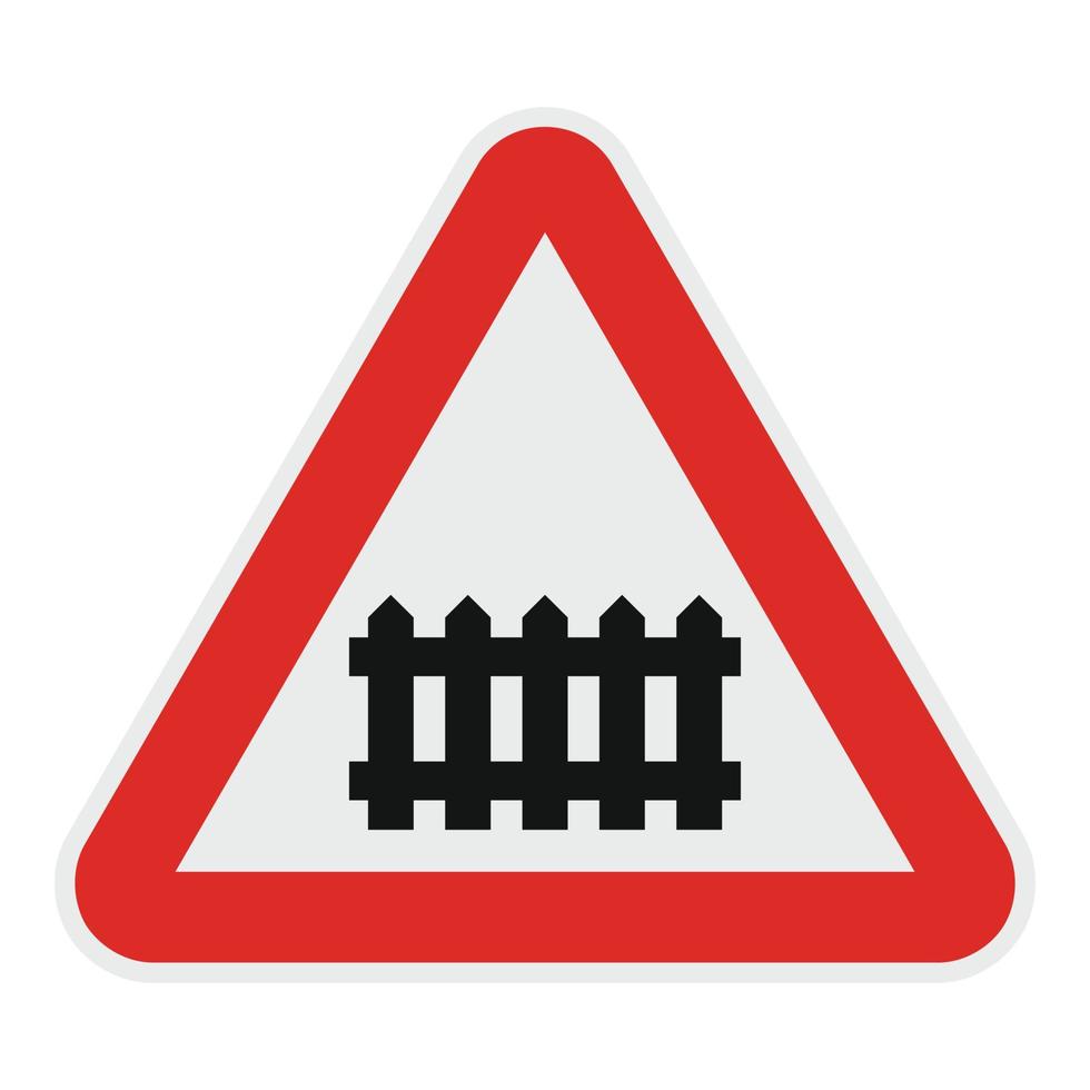 Bahnübergang mit Barriere-Symbol, flacher Stil. vektor