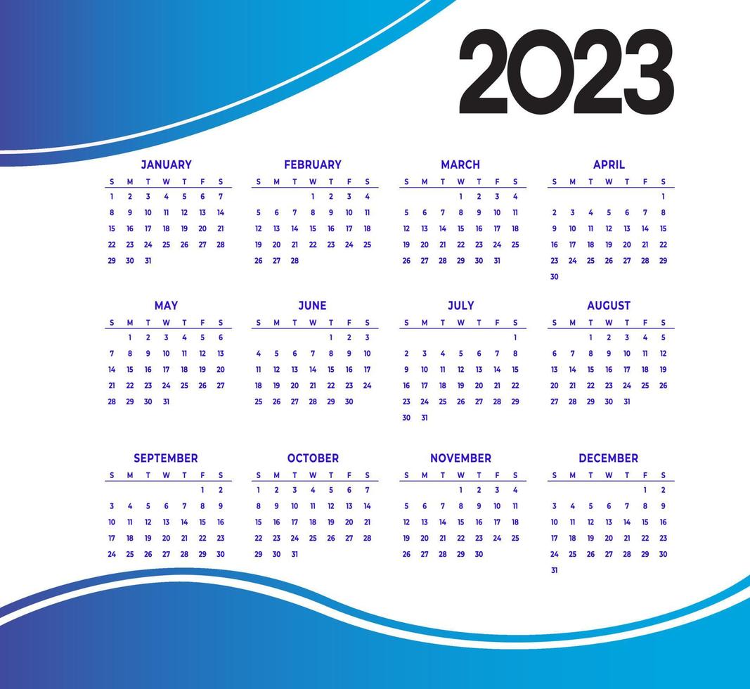 2023 vägg och tabell kalender mall design vektor