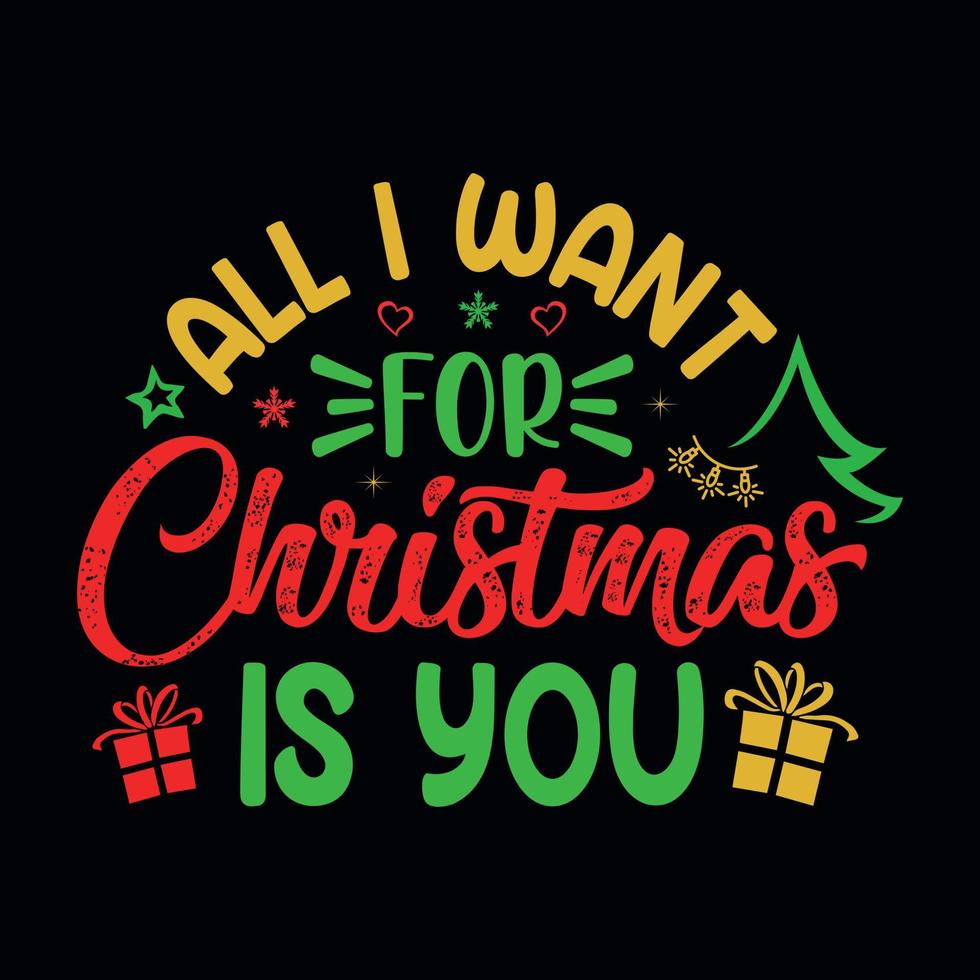 Allt jag vilja för jul är du - jul citat typografisk design vektor